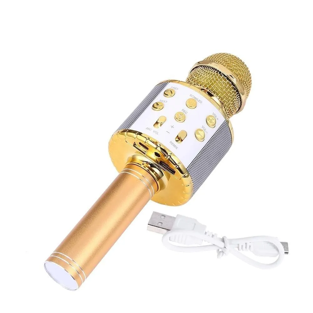 Gold Wireless Karaoke Microphone with LED Lights