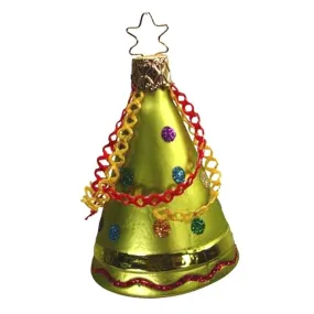 Green Party Hat Retired Christmas Ornament Inge-Glas of Germany 1-154-05