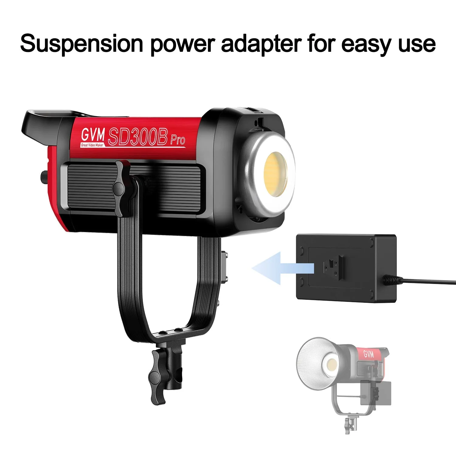 GVM PRO-SD300B 300W Bi-Color Monolight V-mount Mesh Bluetooth