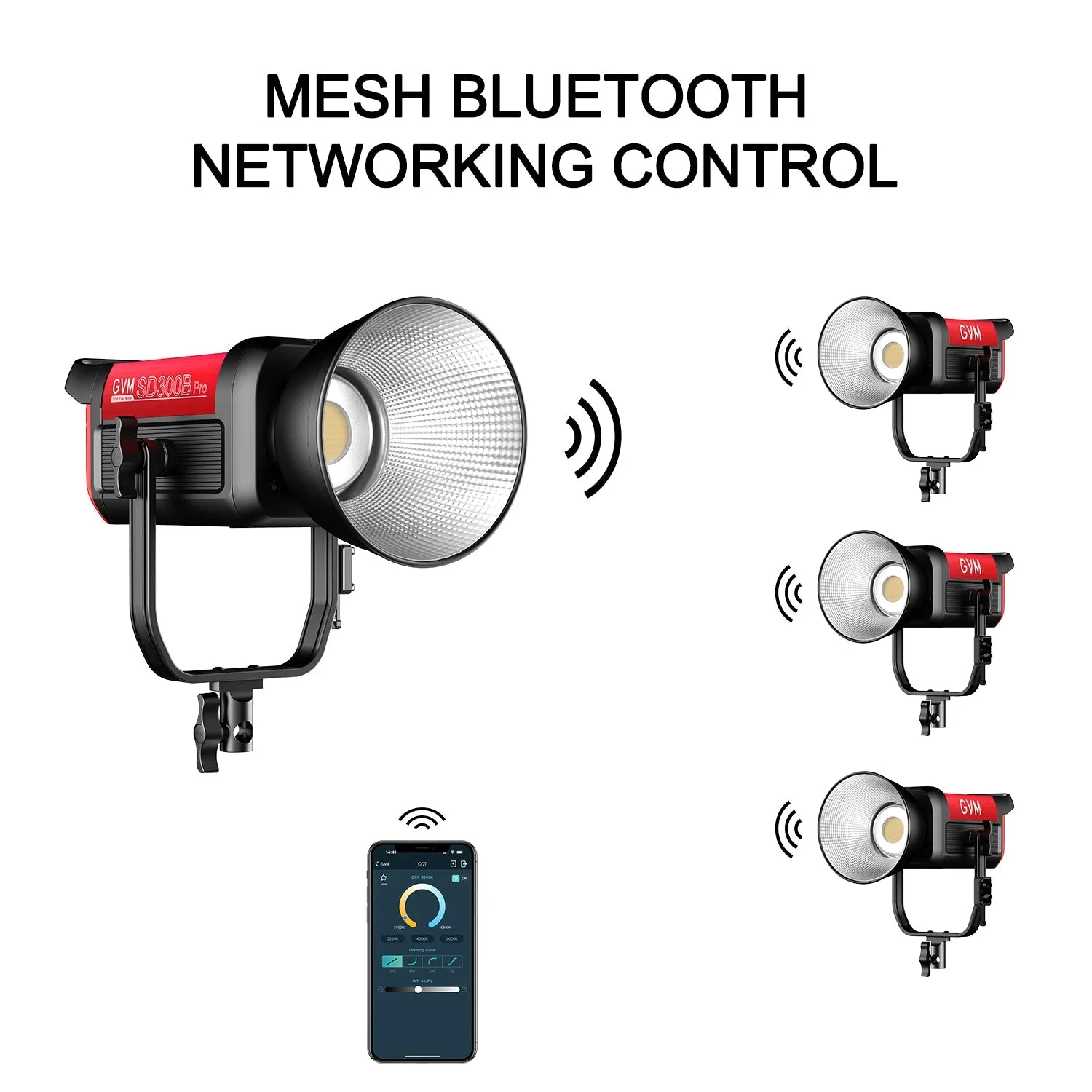 GVM PRO-SD300B 300W Bi-Color Monolight V-mount Mesh Bluetooth