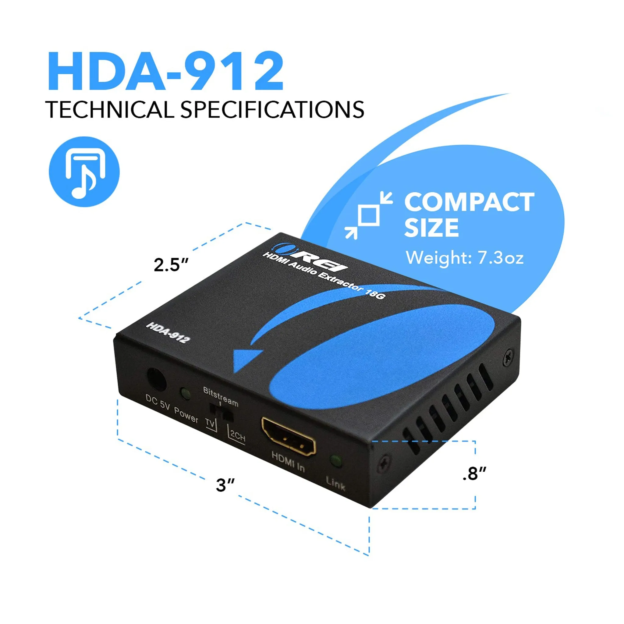 HDMI Audio Extractor Converter - SPDIF   3.5mm Output (HDA-912)