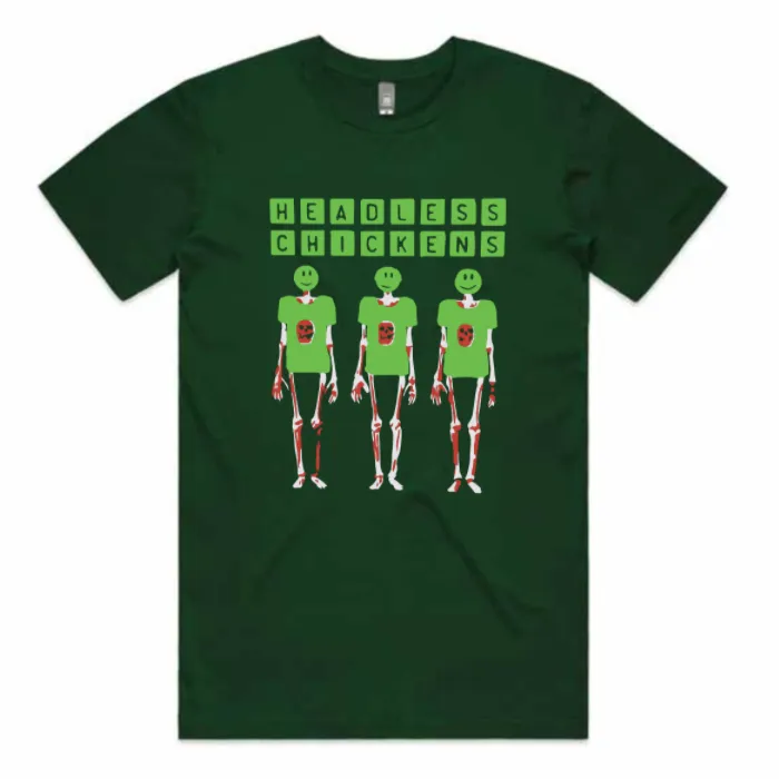 Headless Chickens - Three Skeletons T-Shirt (Forest Green)