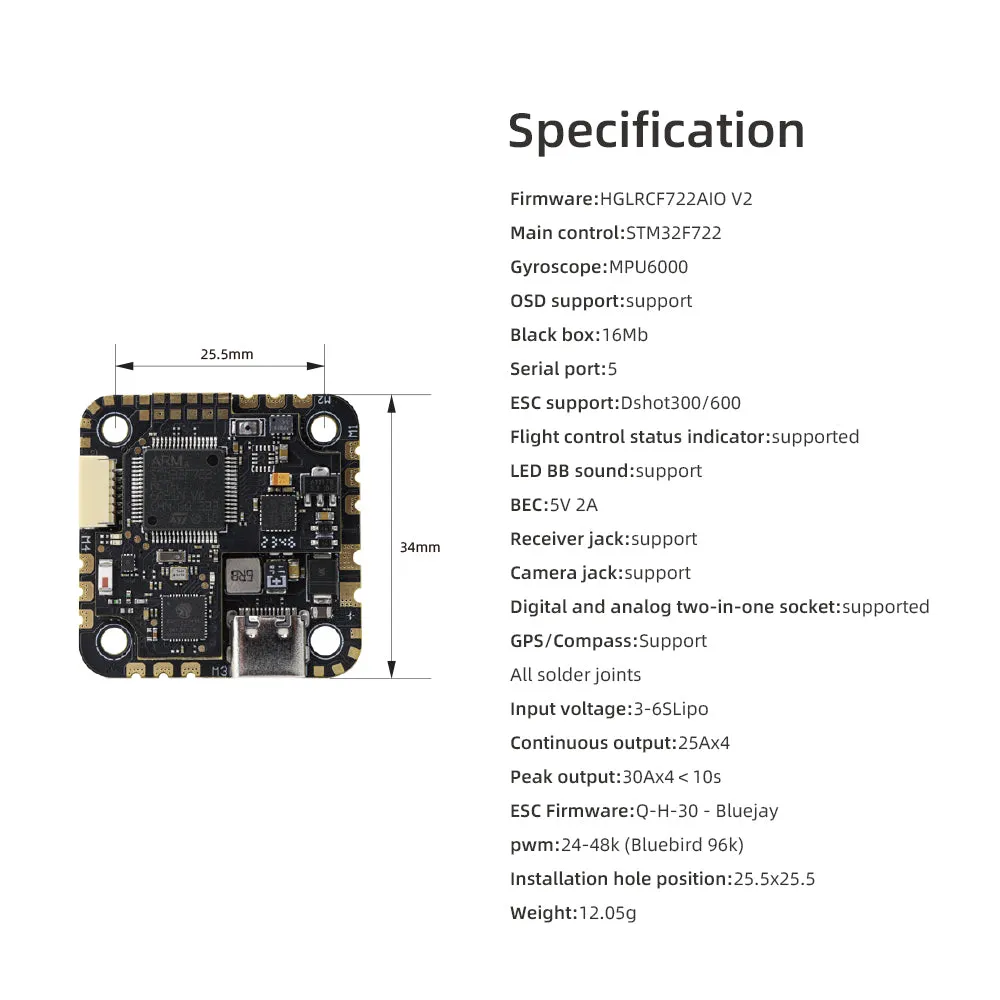 HGLRC SPECTER 25A AIO HD/Analog VTX Wireless Bluetooth tuning parameter adjustment integrated AIO