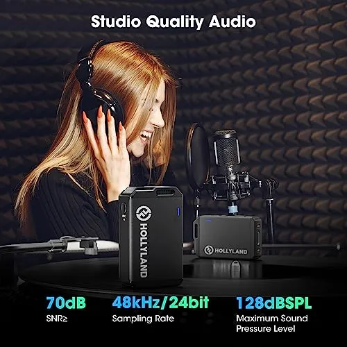 Hollyland Lark Max Wireless Lavalier Microphone System (1TX 1RX, No Charging Case), Professional ENC, Studio Quality Audio, Compatible with DSLR Camera, iPhone, Android, PC-Black