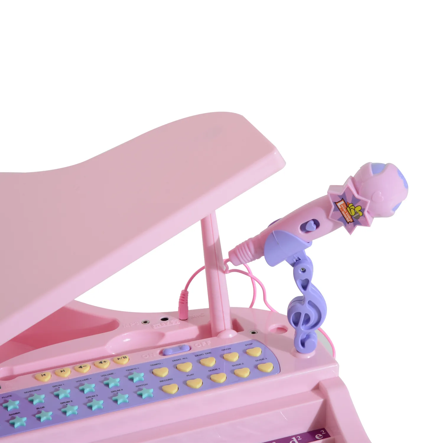 HOMCOM 37-Key Kids Mini Grand Piano with Stool, Microphone, and Lights – Pink Musical Educational Toy
