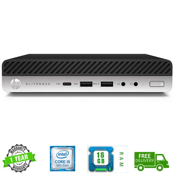 HP EliteDesk 800 G5 Tiny Mini PC i5-9500T Turbo 3.7 GHZ 16GB RAM 256GB NVME SSD 4GB Graphics Windows 11 2X 24" Monitors Wired Keyboard Mouse