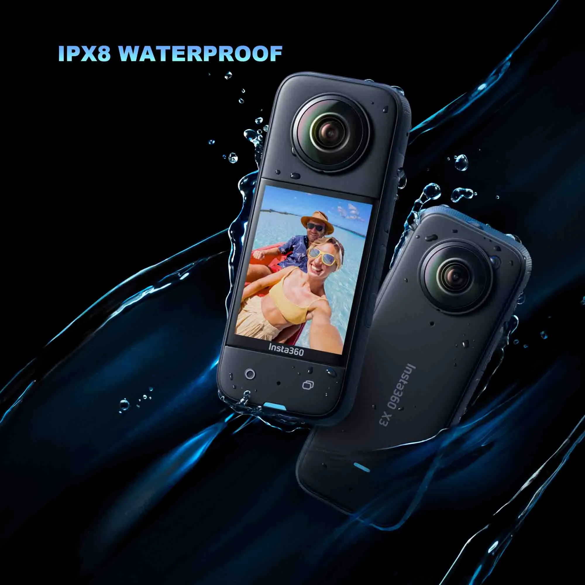 Insta360 X3 - Waterproof 360 Action Camera Bundle Includes Extra 2 Batteries, Charger, Invisible Selfie Stick & Memory Card