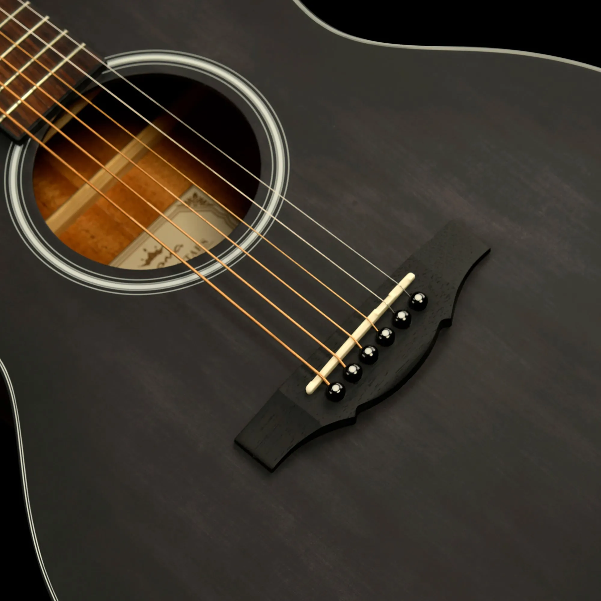 Kepma Club Series 3/4 Size Dreadnought Guitar with AcoustiFex Pickup System, Black Matte