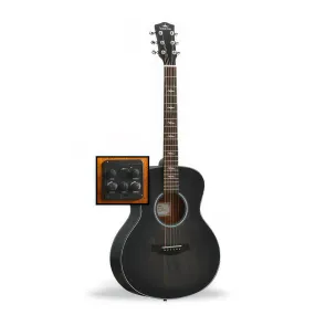 Kepma Club Series 3/4 Size Dreadnought Guitar with AcoustiFex Pickup System, Black Matte