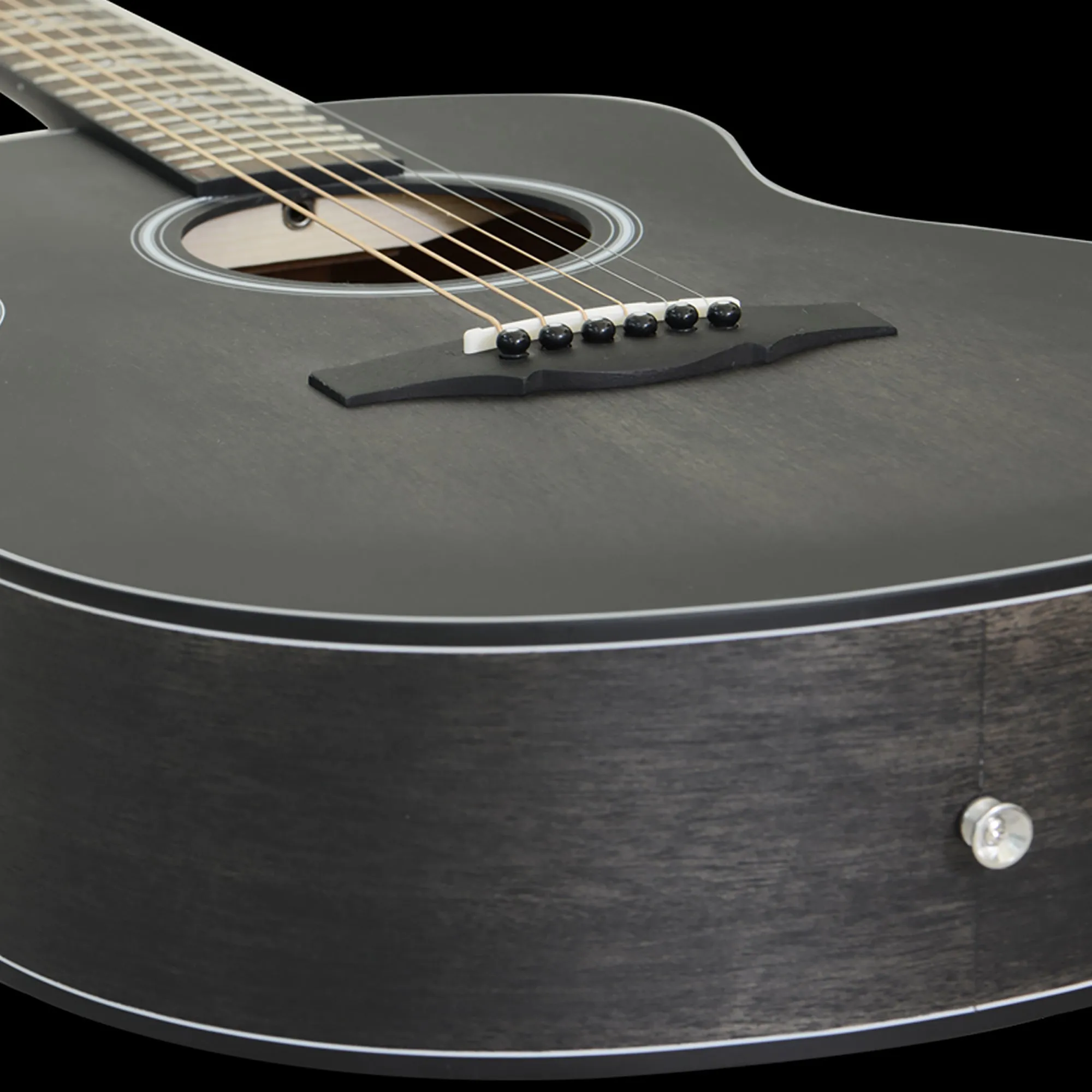 Kepma Club Series 3/4 Size Dreadnought Guitar with AcoustiFex Pickup System, Black Matte