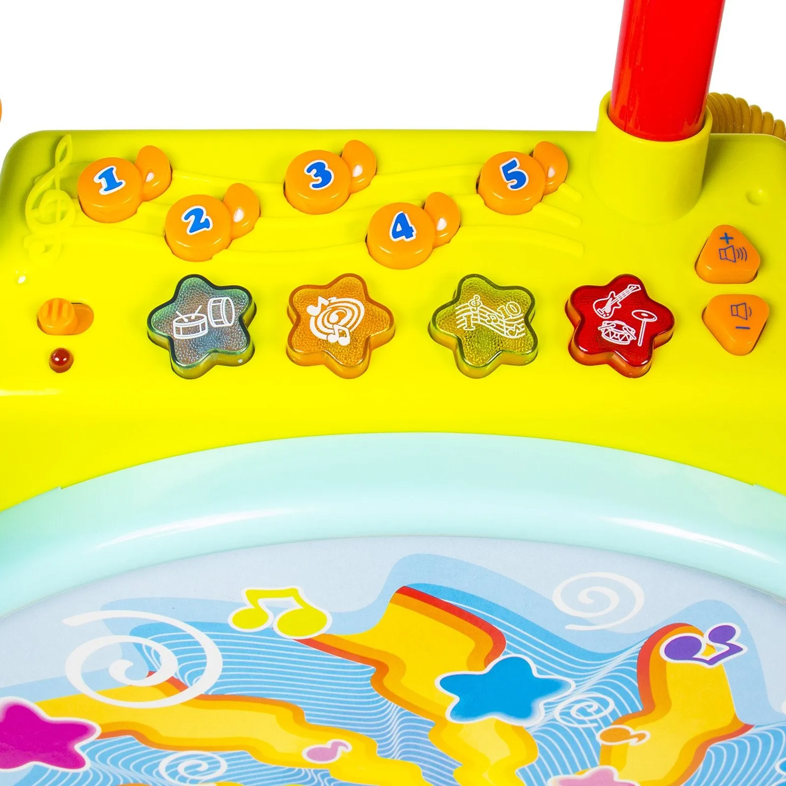 Kids Electronic Toy Drum Set w/ Sing-Along, Stool