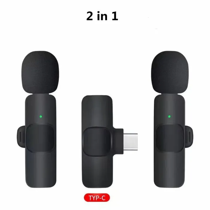 Lavalier Mini Microphone Wireless Audio Video Recording With Phone Charging  Wireless Lavalier Microphone Broadcast Lapel Microphones Set Short Video Recording Chargeable Handheld Microphone Live Stre