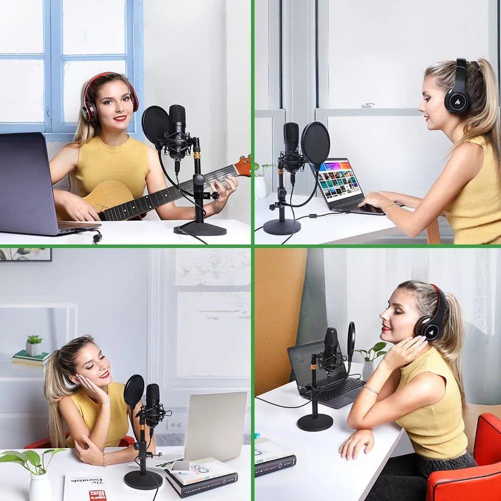 Maono USB Studio Tabletop Microphone Kit with Pop Filter & Flight Case