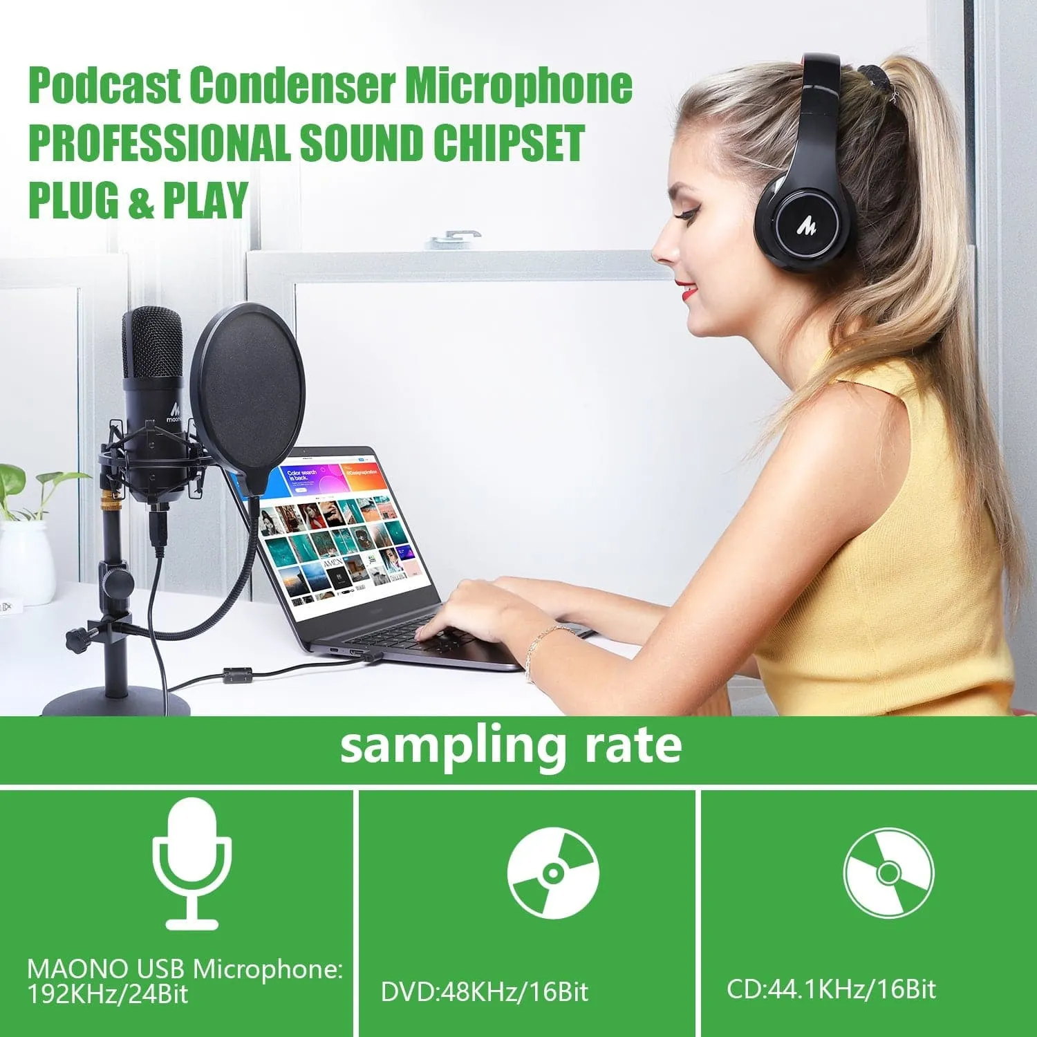 Maono USB Studio Tabletop Microphone Kit with Pop Filter & Flight Case