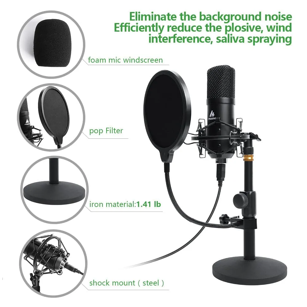 Maono USB Studio Tabletop Microphone Kit with Pop Filter & Flight Case
