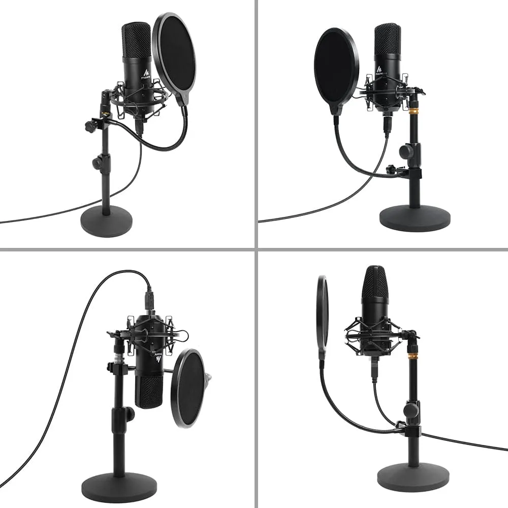 Maono USB Studio Tabletop Microphone Kit with Pop Filter & Flight Case