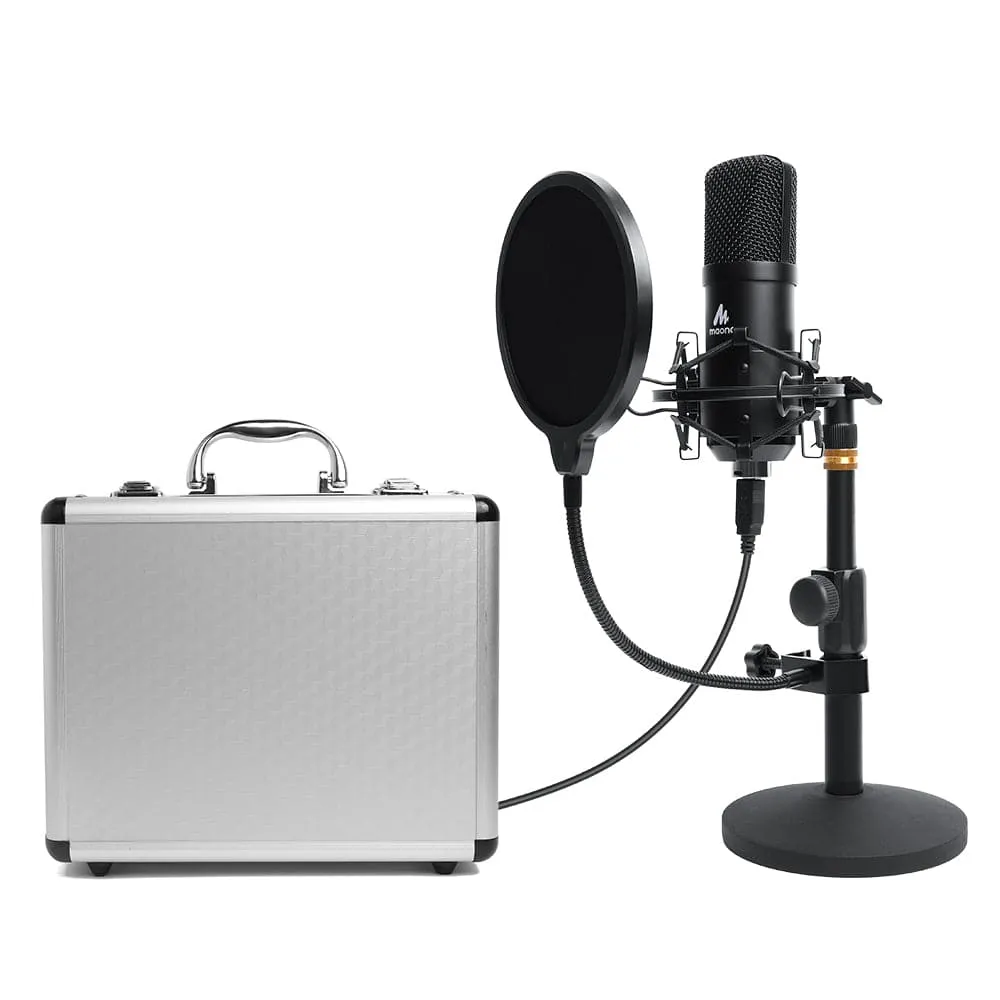 Maono USB Studio Tabletop Microphone Kit with Pop Filter & Flight Case