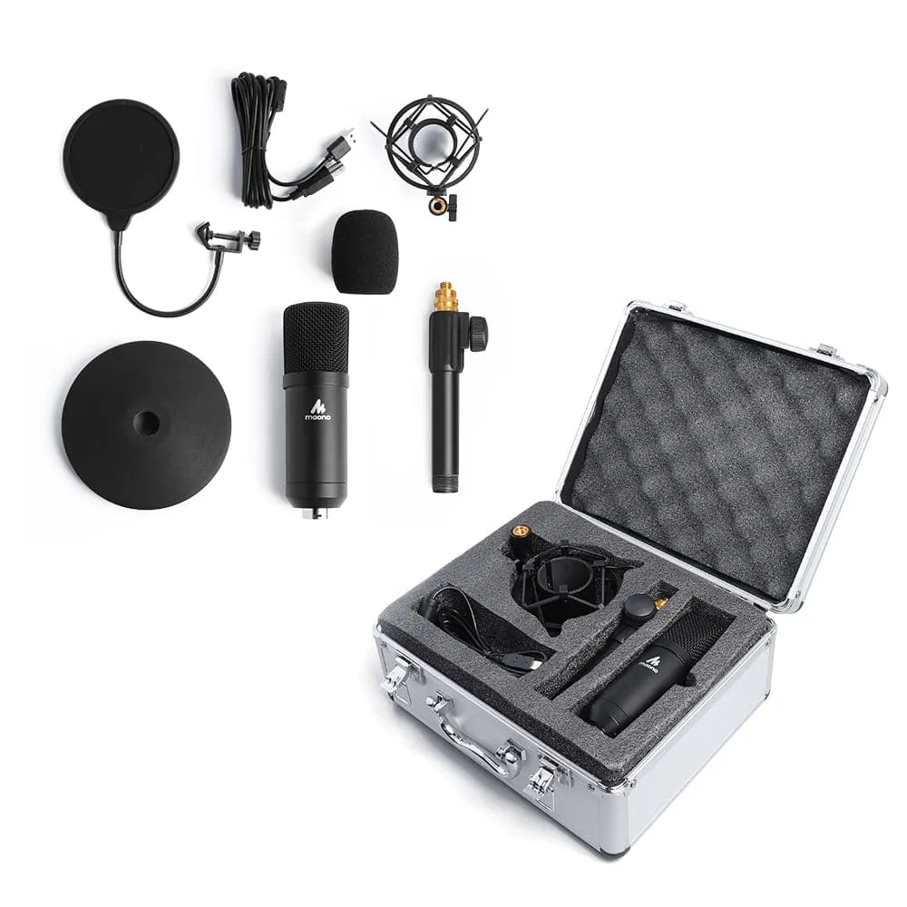 Maono USB Studio Tabletop Microphone Kit with Pop Filter & Flight Case