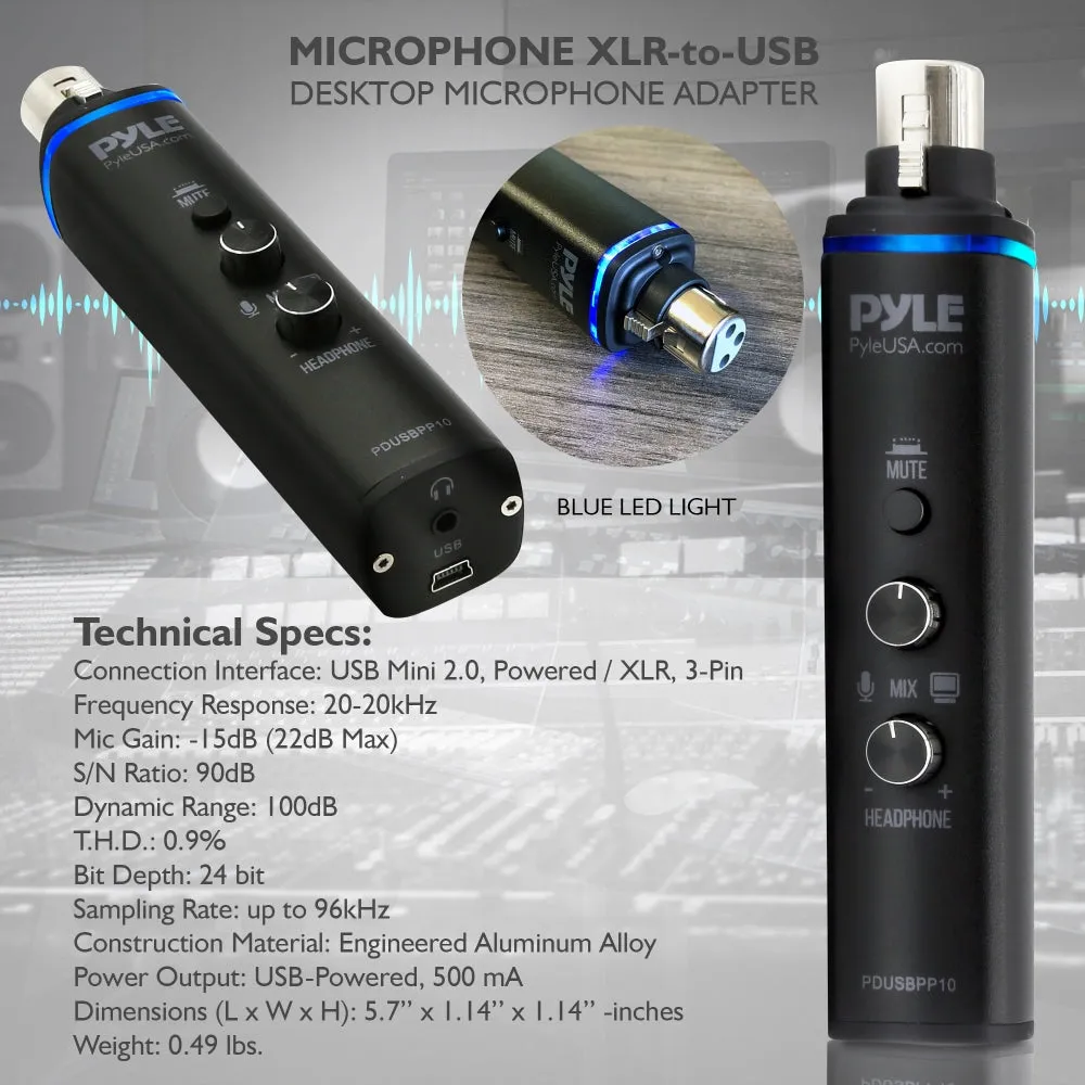 Microphone Xlr-To-Usb Adaptor - Usb Mic Interface With Volume Control, Easy Usb Plug-And-Play ( 48V Phantom Power)