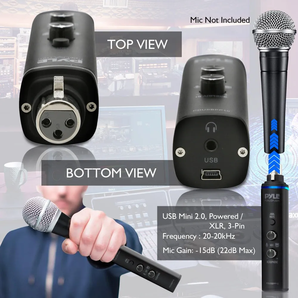Microphone Xlr-To-Usb Adaptor - Usb Mic Interface With Volume Control, Easy Usb Plug-And-Play ( 48V Phantom Power)