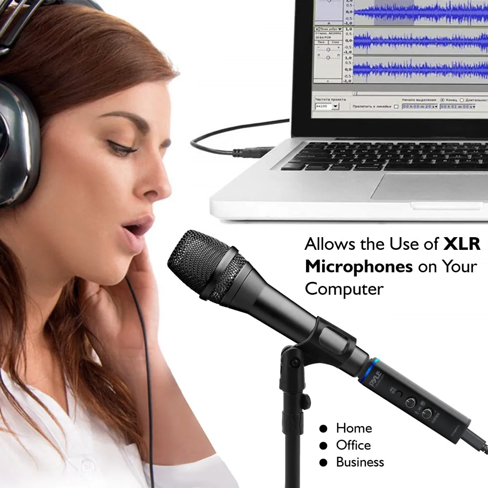 Microphone Xlr-To-Usb Adaptor - Usb Mic Interface With Volume Control, Easy Usb Plug-And-Play ( 48V Phantom Power)