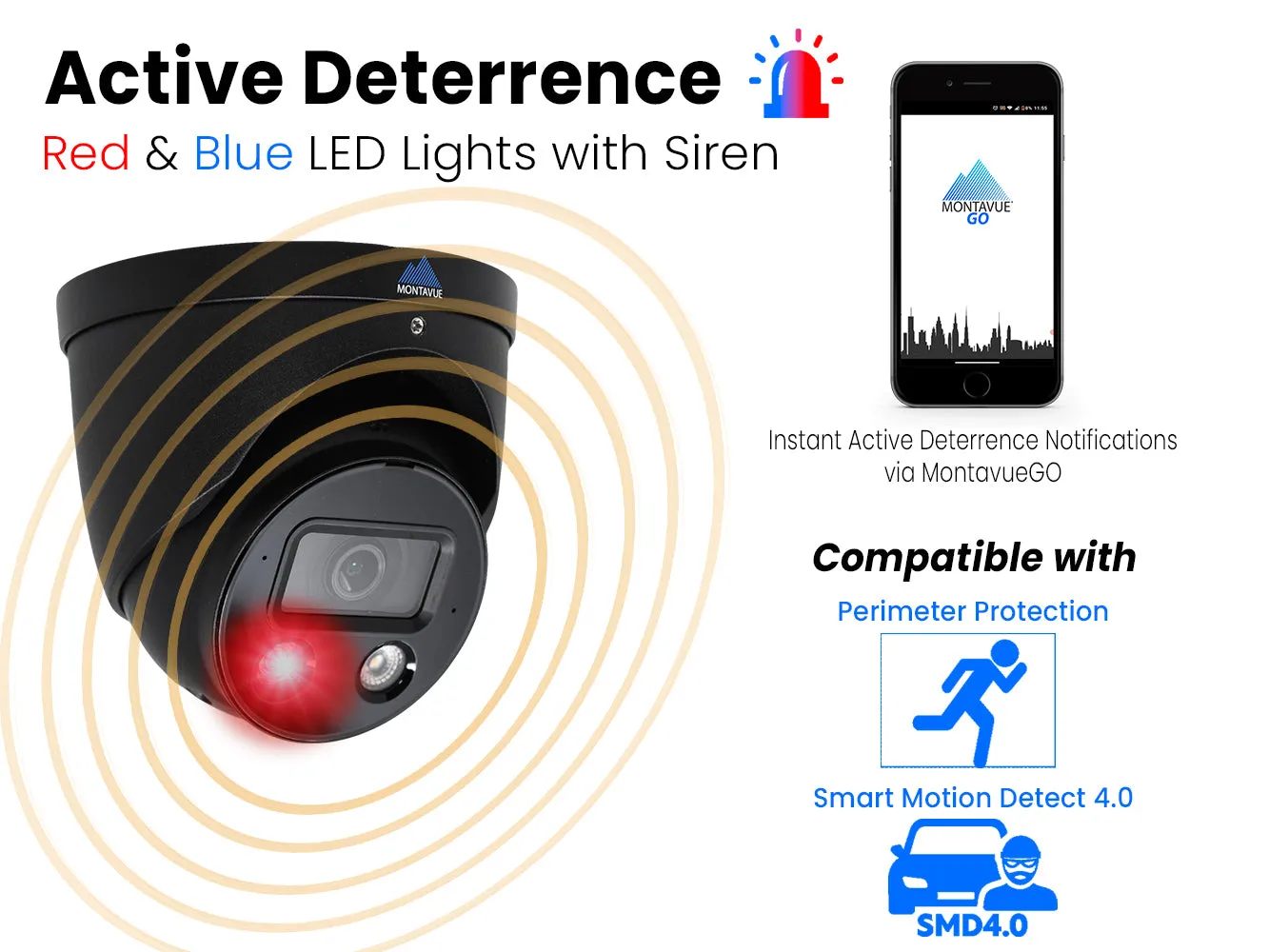 MTT8106-AD | 8MP 4K Turret Security Camera with Active Deterrence and SMD 4.0