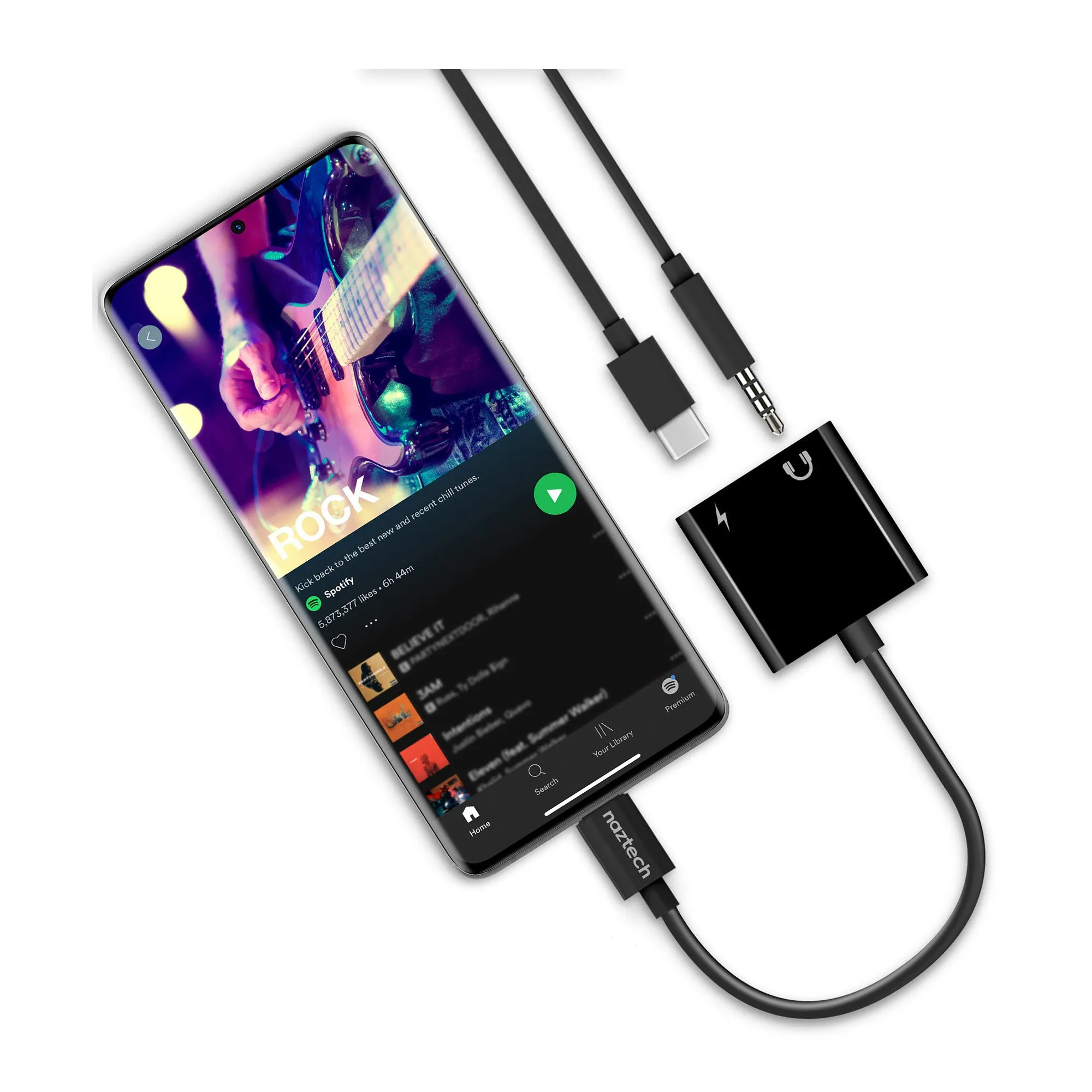 Naztech Black USB-C & 3.5mm Audio   Charge Adapter - 15-08488