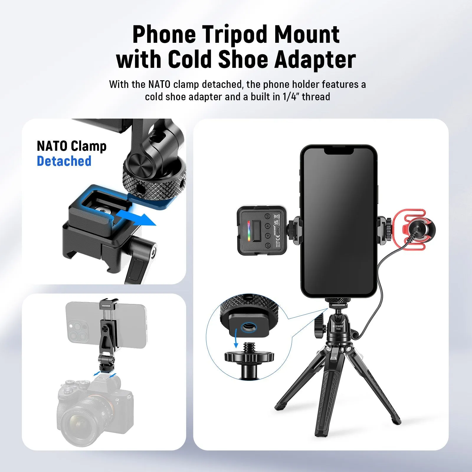 NEEWER GA010 Phone Tripod Mount For DJI RS4 RS3 Pro RS2 RSC2