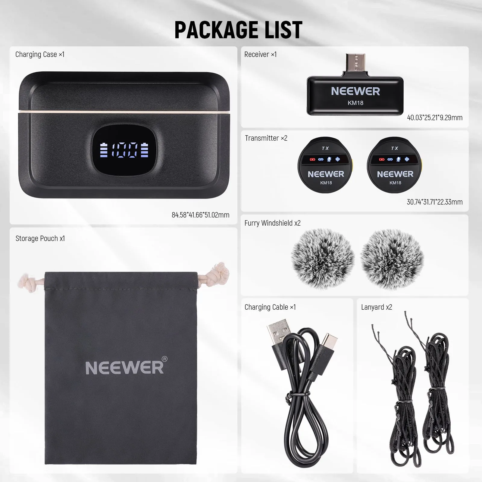 NEEWER KM18 Wireless Button Lavalier Microphone for USB C Phone PC