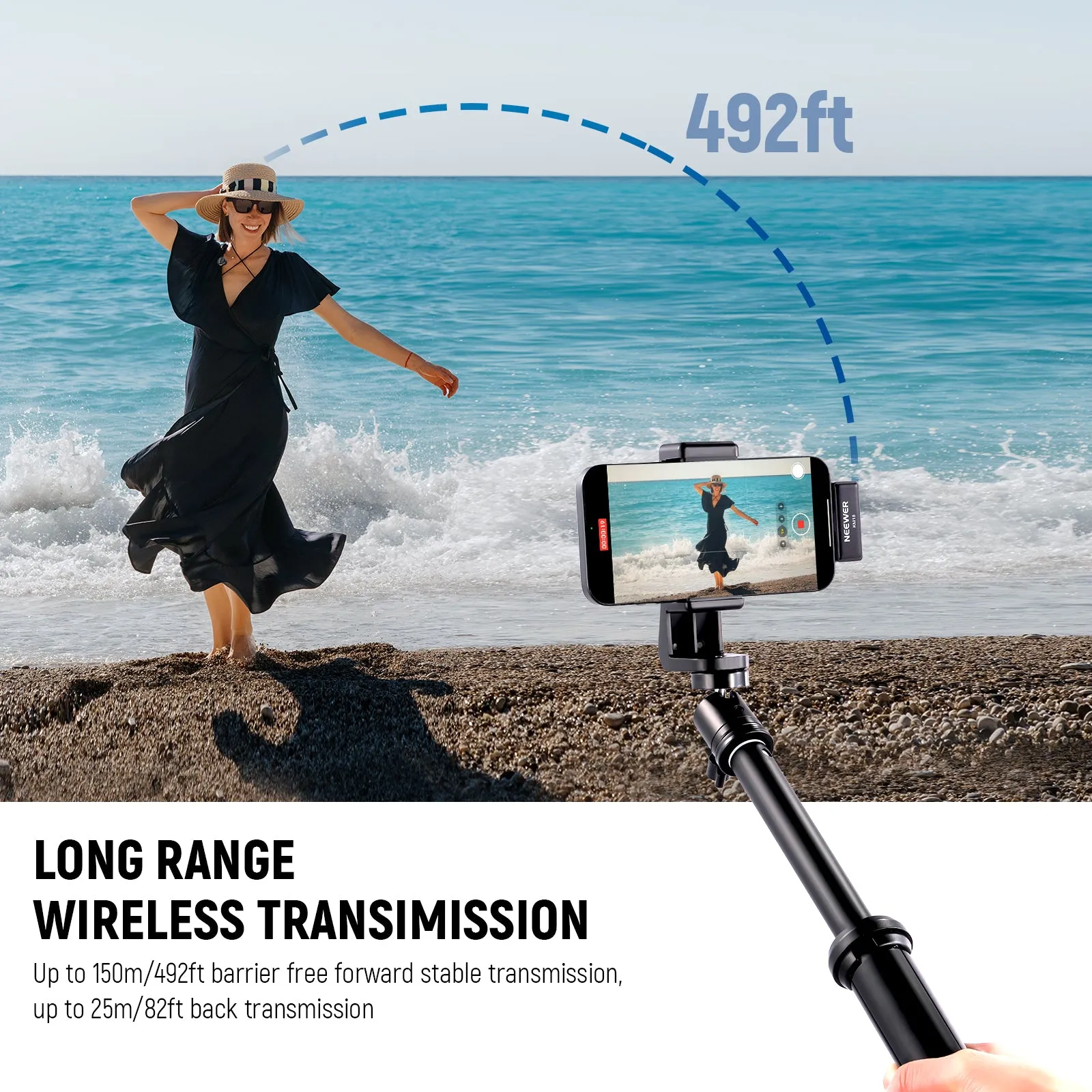 NEEWER KM18 Wireless Button Lavalier Microphone for USB C Phone PC