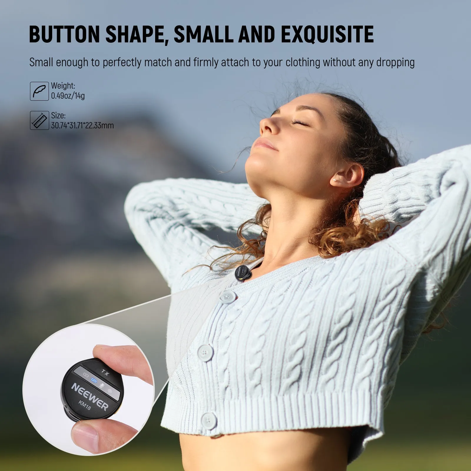 NEEWER KM18 Wireless Button Lavalier Microphone for USB C Phone PC