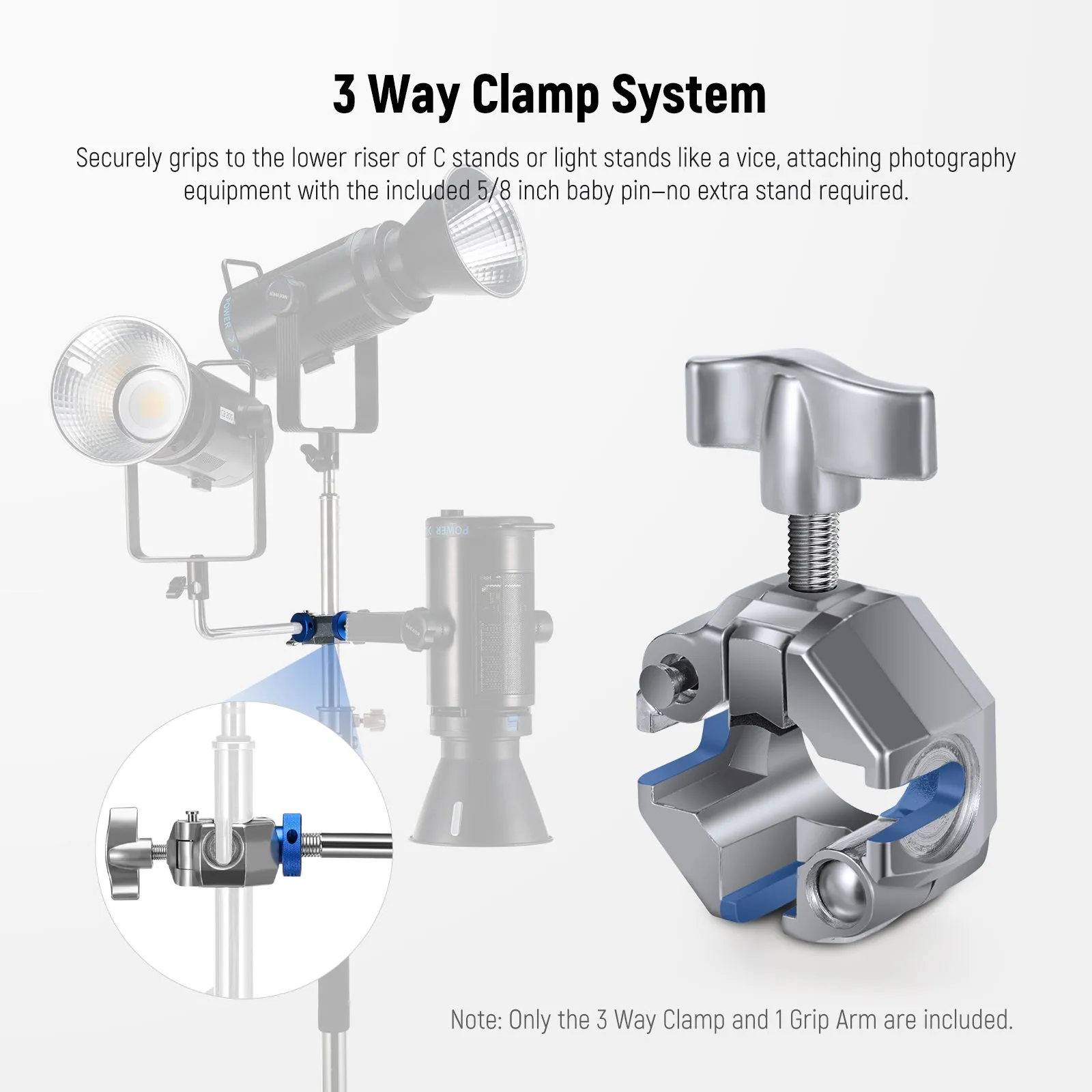 NEEWER UA045 3 Way Clamp for C Stand