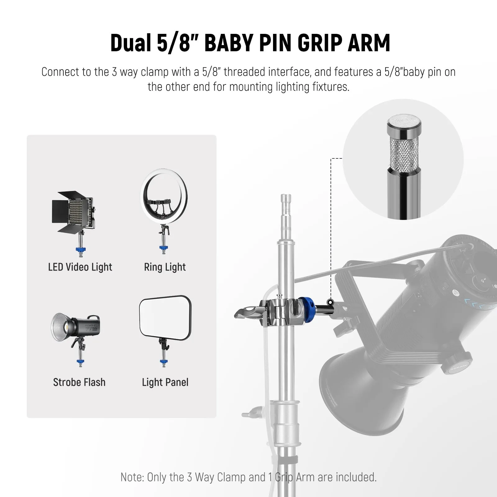 NEEWER UA045 3 Way Clamp for C Stand