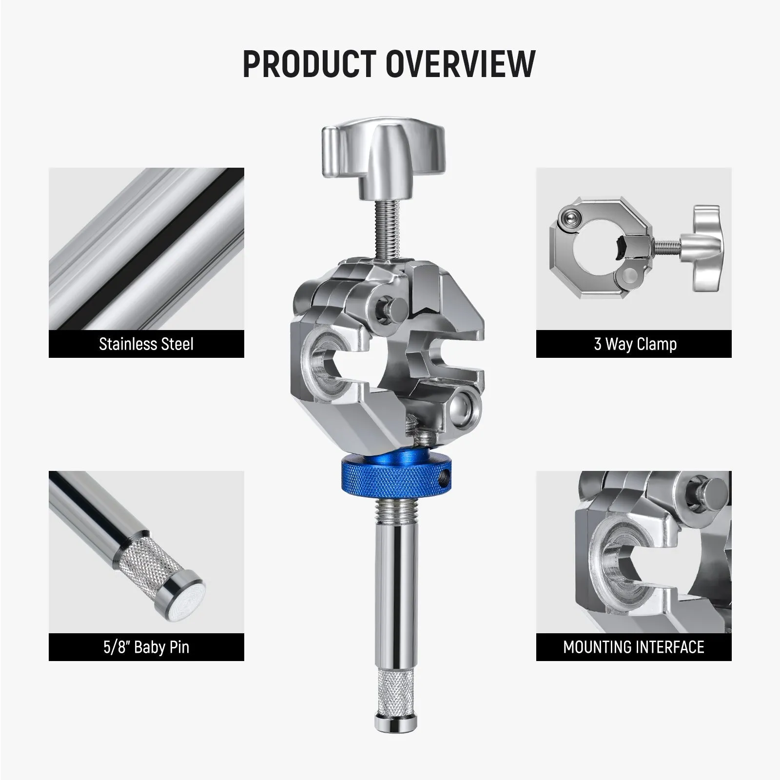 NEEWER UA045 3 Way Clamp for C Stand