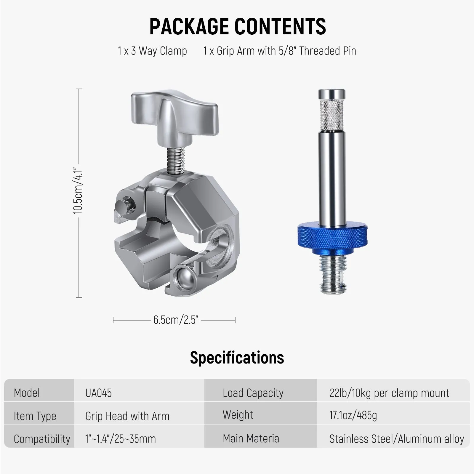 NEEWER UA045 3 Way Clamp for C Stand