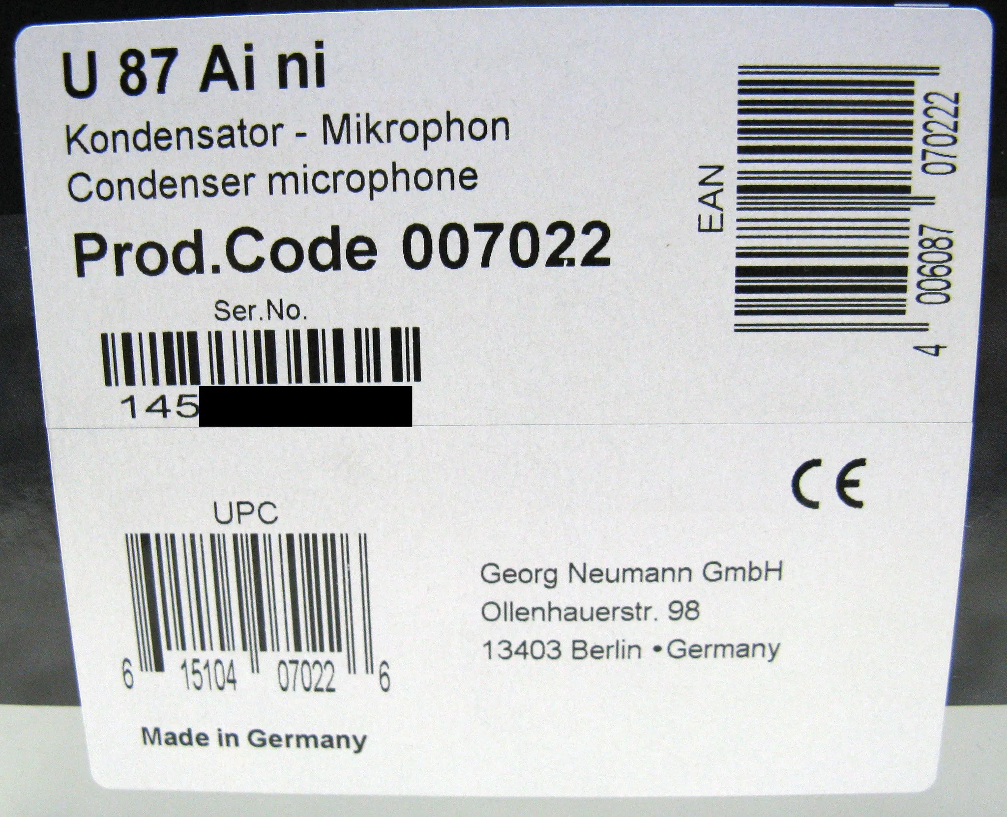 Neumann U 87 Ai Condenser Microphone