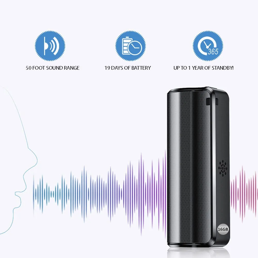 One Button Voice Recorder with Voice Activation & 1 Year Battery