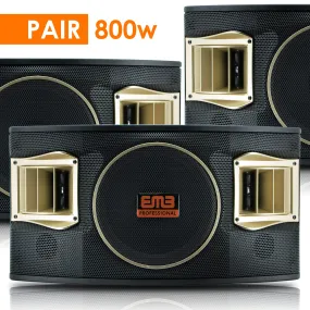 Pair Of EMB KTV400 400W 10" 3-Way Karaoke Speaker System KTV with Bass Reflex