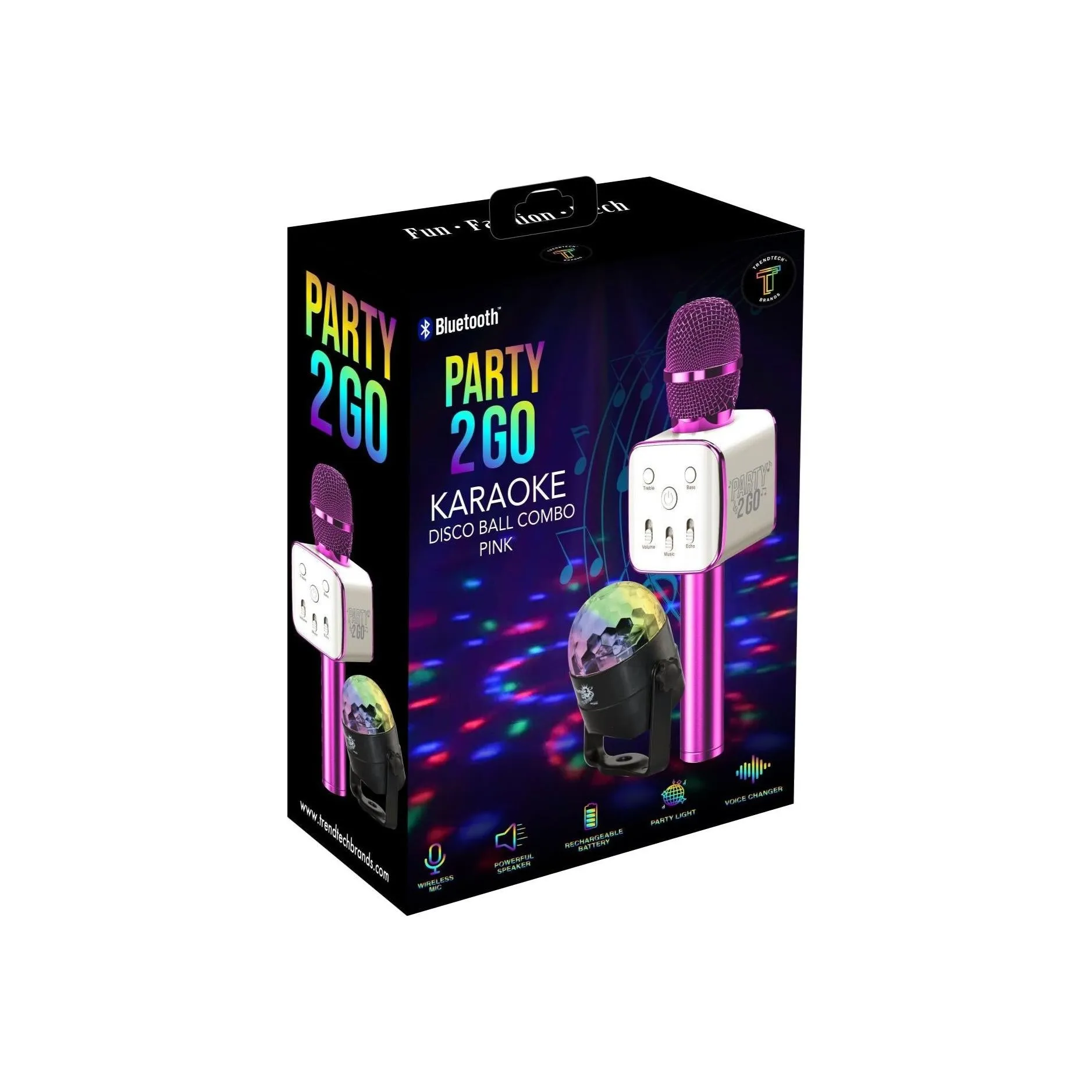 Party2Go Karaoke Disco Ball Combo Pink