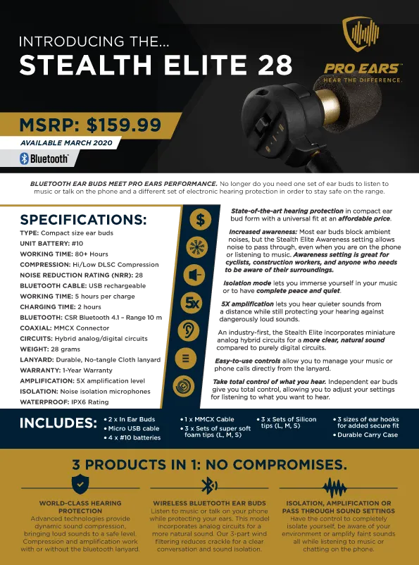 Pro Ears : Stealth Elite 28 - Ear Protection