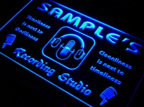 qm Name  Custom Recording Studio Microphone Neon Light Light Signs