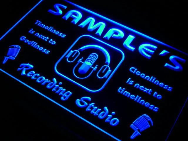 qm Name  Custom Recording Studio Microphone Neon Light Light Signs
