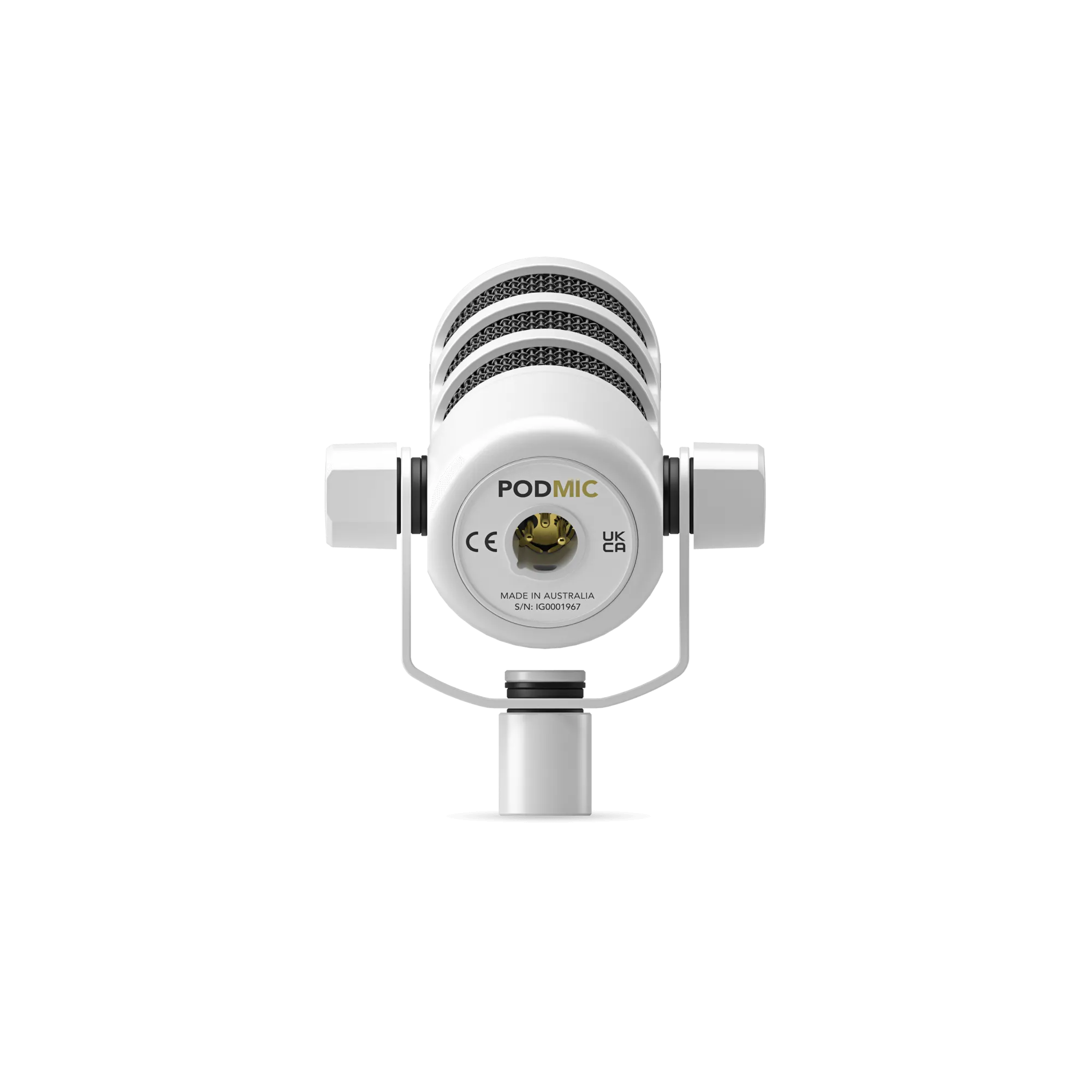 Rode PodMic Dynamic Broadcast Microphone And PSA1  Professional Studio Arm Combo - White