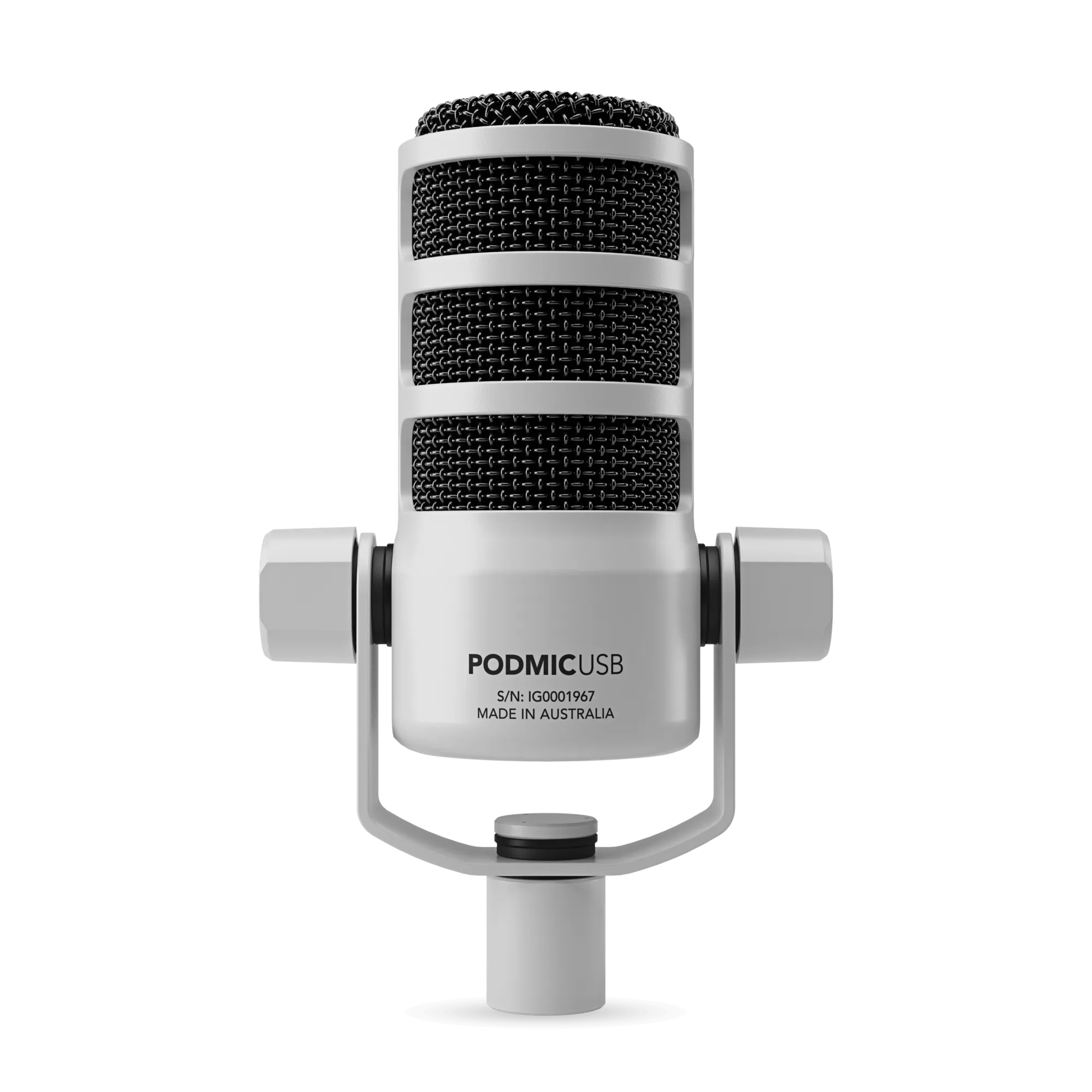Rode PodMic USB Versatile Dynamic Broadcast Microphone And PSA1  Professional Studio Arm Combo - White