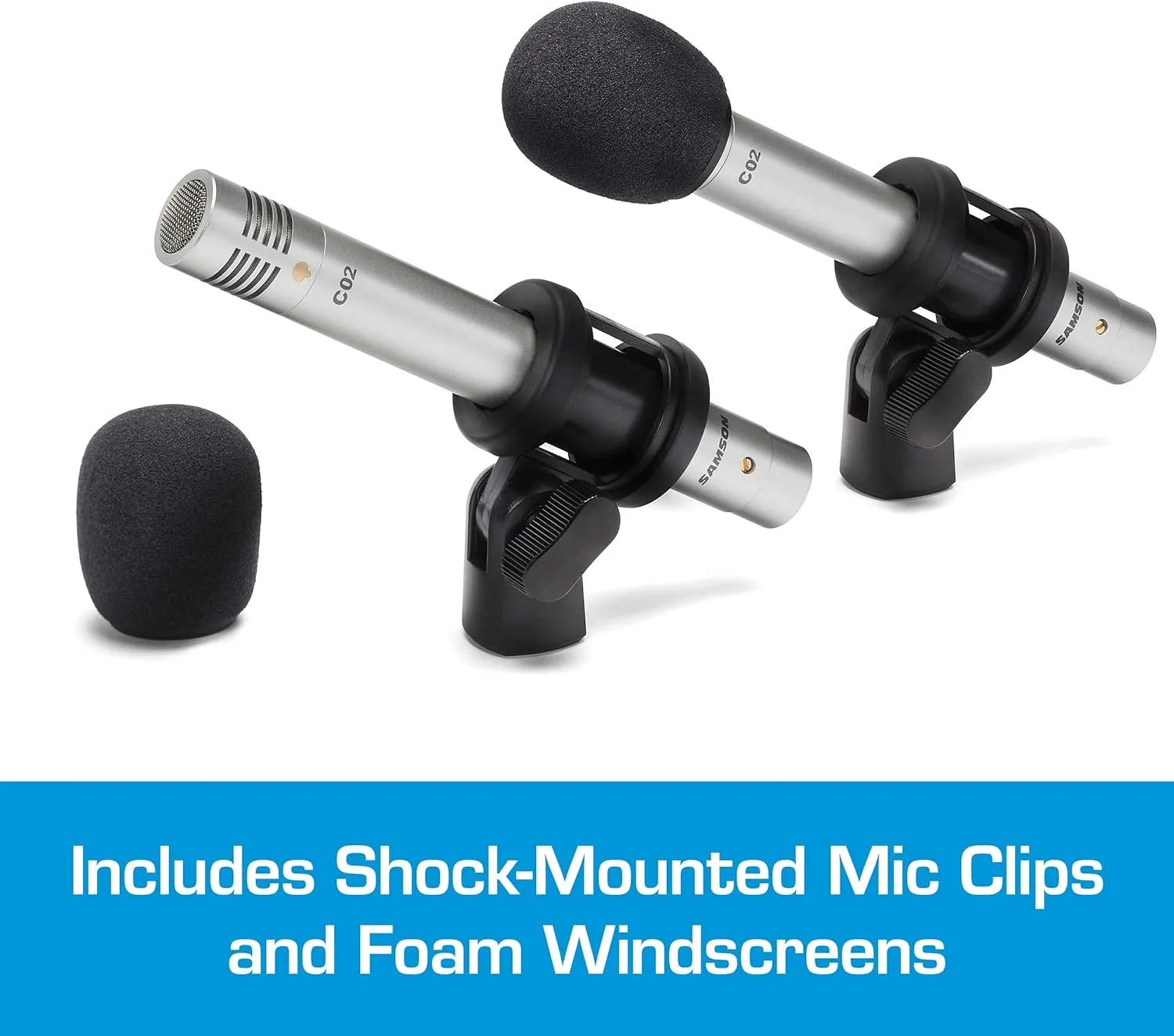 Samson SAM C02PR Pencil Condenser Microphones (Silver)