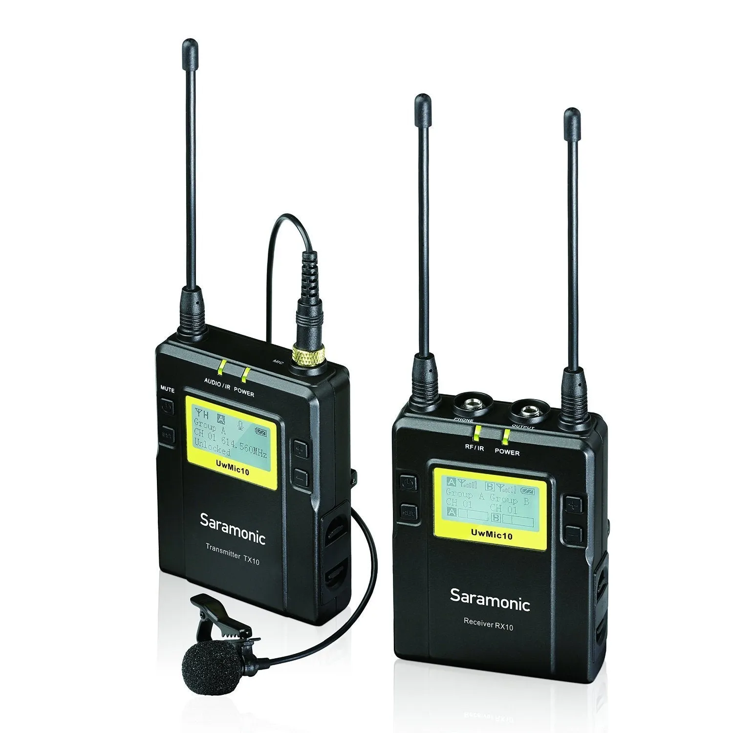 Saramonic TX10   RX10 96-Channel Digital UHF Wireless Lavalier Microphone System with Bodypack Transmitter, Portable Receiver and 3.5mm/XLR Outputs