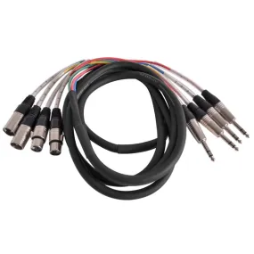 SATXSW-4x10 - 10 Foot Send and Return Snake Cable - 4 TRS to 2 XLR Male and 2 XLR Female