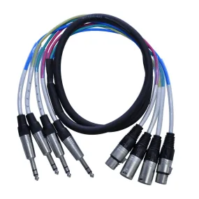 SATXSW-4x5 - 5 Foot Send and Return Snake Cable - 4 TRS to 2 XLR Male and 2 XLR Female