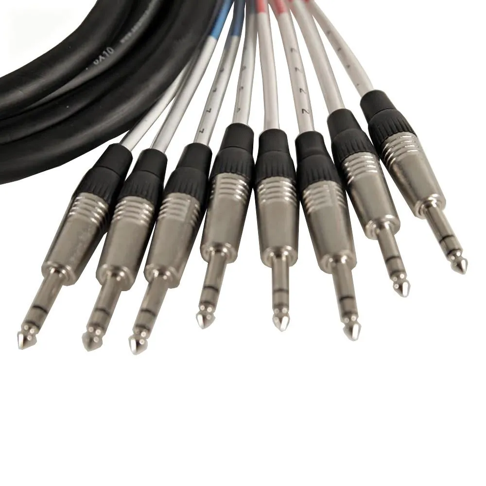 SATXSW-8x10 - 10 Foot Send and Return Snake Cable - 8 TRS to 4 XLR Male and 4 XLR Female