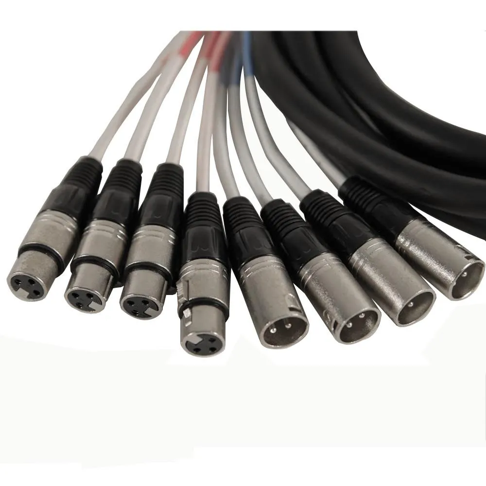 SATXSW-8x10 - 10 Foot Send and Return Snake Cable - 8 TRS to 4 XLR Male and 4 XLR Female